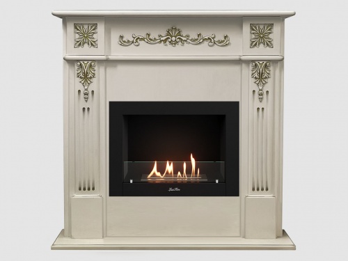 Каминный портал МДФ "Монреаль 1100" с биокамином Lux Fire "Фаер Бокс 2-25.5" (белый)