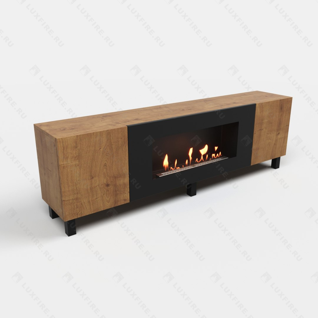 Тумба универсальная Lux Fire "Байкал Н" 1600, ножки, дуб вотан, с биокамином 900