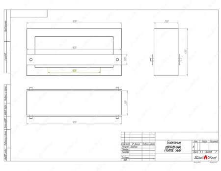 Биокамин напольный SteelHeat FRAME ONE 900 стекло по цене 52 290 руб.